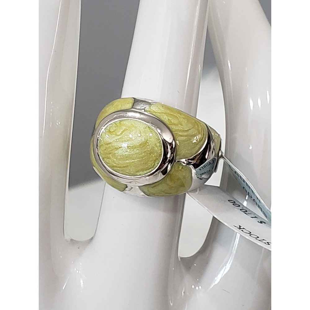 NEW LAUREN G ADAMS ENAMEL STATEMENT COCKTAIL RING MOD RETRO FLORAL DAISY 70s